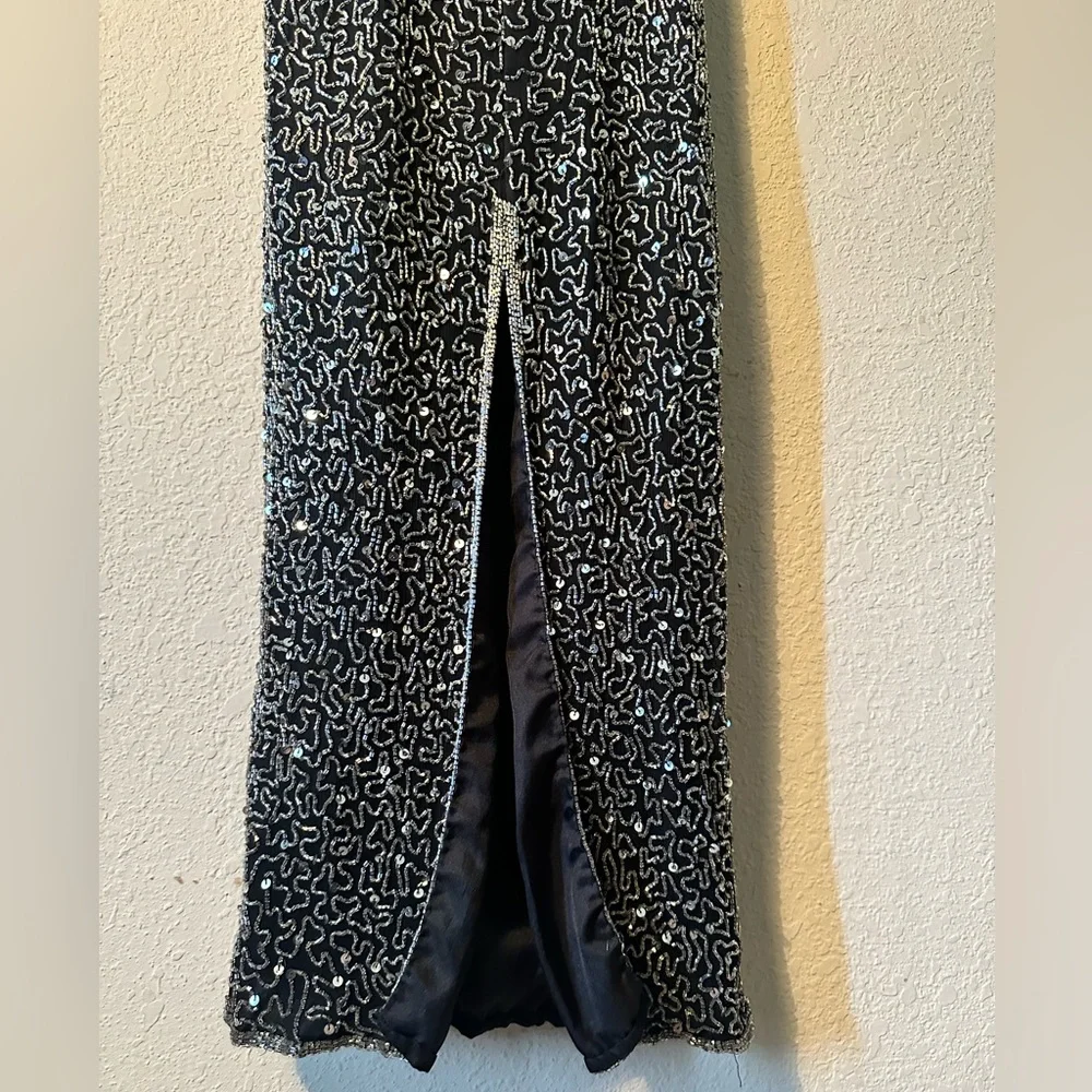 Rare vintage evening formal gown bead and sequin with slit elegant - Picture 8 of 8